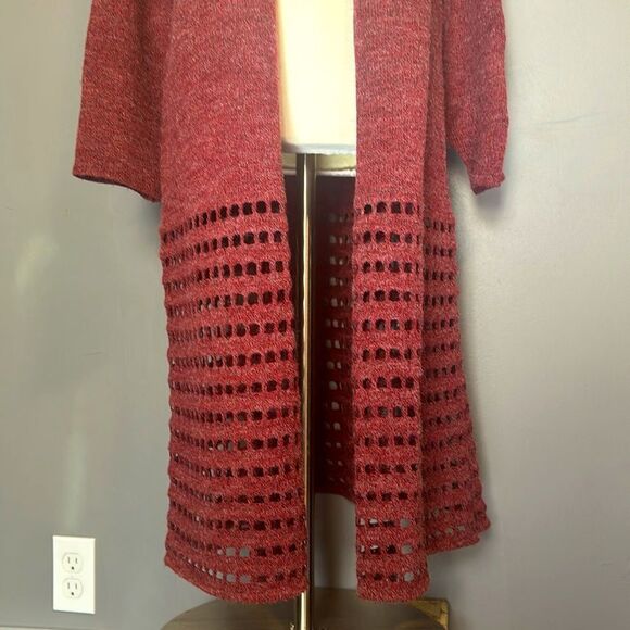 SOFT SURROUNDINGS Open Front Long Knit Cardigan DUSTER (sz L) - Picture 5 of 7